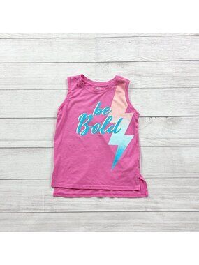 Athletic Works Girls Pink Sleeveless Tank Top "Be Bold" Lightning Graphic 6-6X